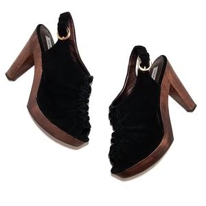 Steve Madden Prego Leather and Wooden Heels